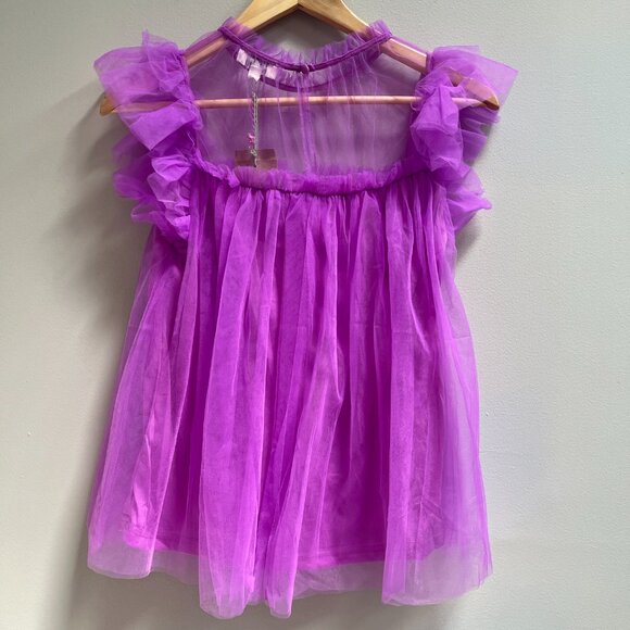 Umgee Purple Tulle Lined Mock Neck Sleeveless‎ Blouse NEW Small - Picture 3 of 5